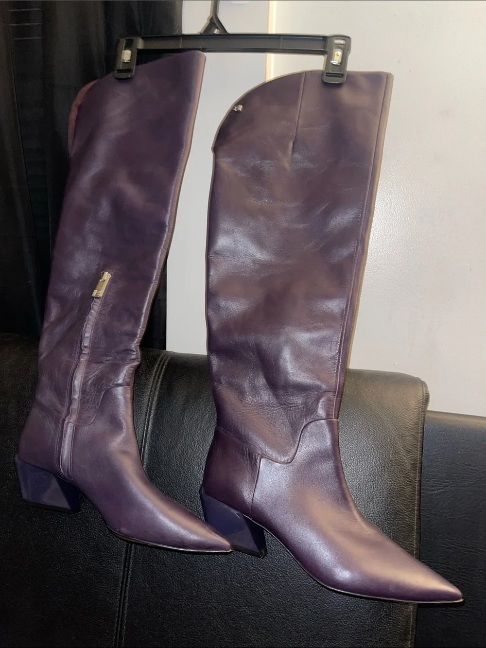 Franco Sarto Gwyn Knee High Boot Eggplant Purple Leather Sz 9 NWOB HTF Color